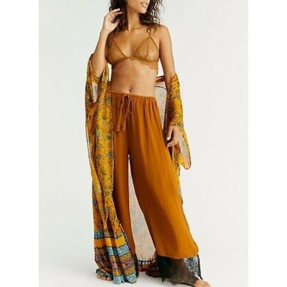 FREE PEOPLE TALKING IN MY SLEEP WIDELEG SATIN PANT - Picture 1 of 8